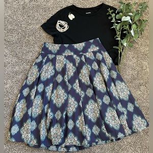 Ann Taylor | Blue Patterned A-Line Skirt NWOT